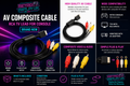 AV Composite Cable RCA TV Lead for Console | Brand New